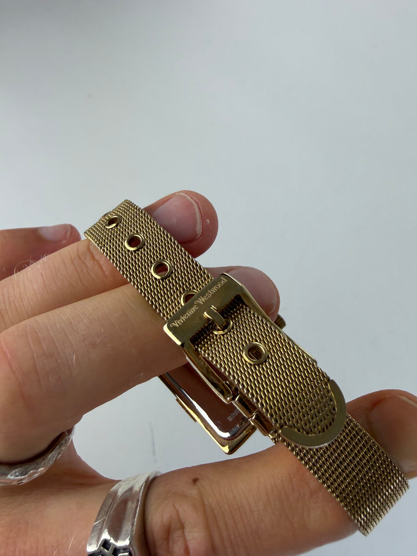 Vintage Vivienne Westwood Square Bracelet Watch Gold Crystal