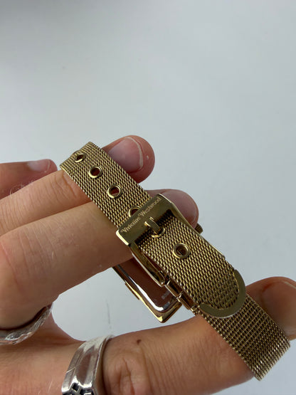 Vintage Vivienne Westwood Square Bracelet Watch Gold Crystal