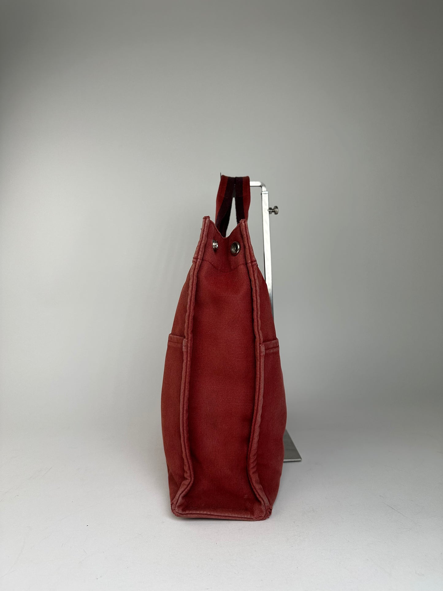 Vintage Hermes Canvas Tote Bag Red