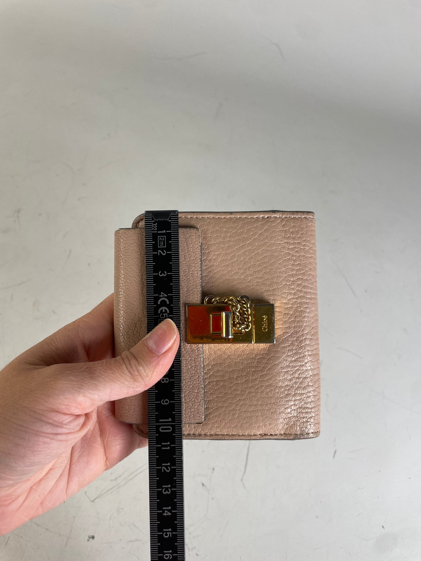 Vintage Chloe Pebbled Leather Wallet Blush Pink Gold