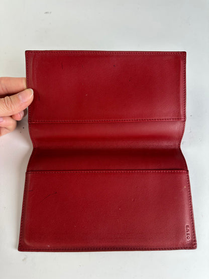 Vintage Loewe Bifold Wallet Red Leather Silver-Tone