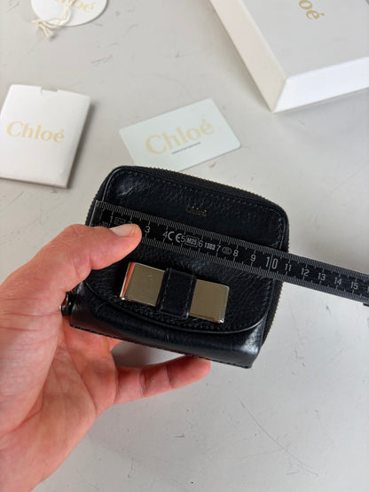 Vintage Chloe Leather Wallet Black Silver