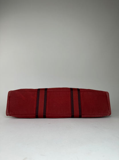 Vintage Hermes Canvas Tote Bag Red
