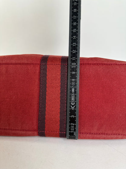 Vintage Hermes Canvas Tote Bag Red