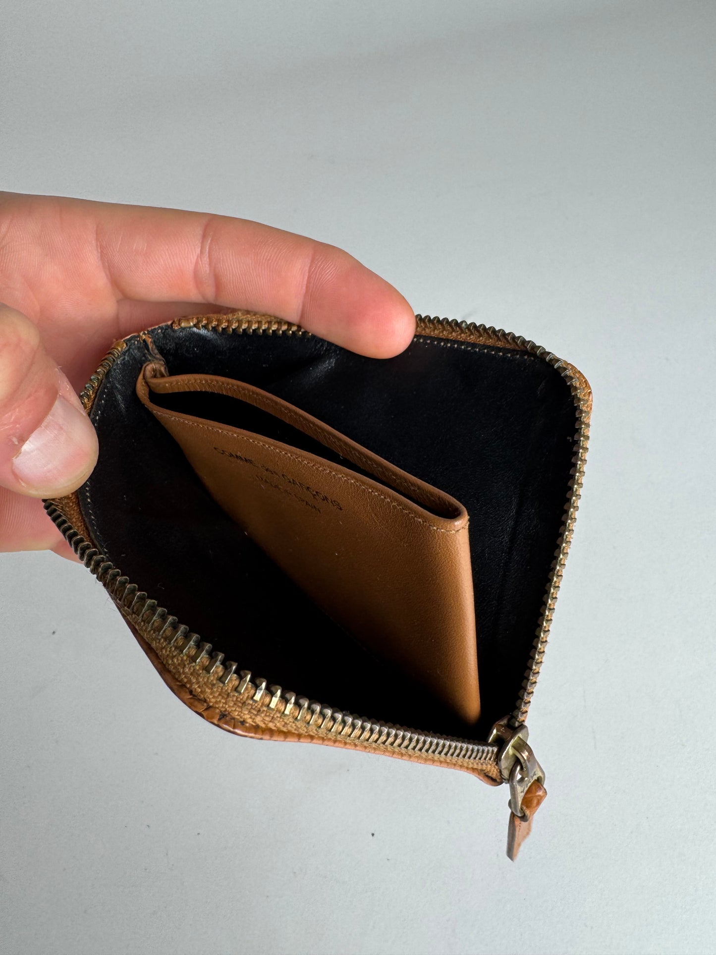 Vintage Commes Des Garçons Leather Card Holder Orange Brown