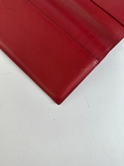 Vintage Loewe Bifold Wallet Red Leather Silver-Tone