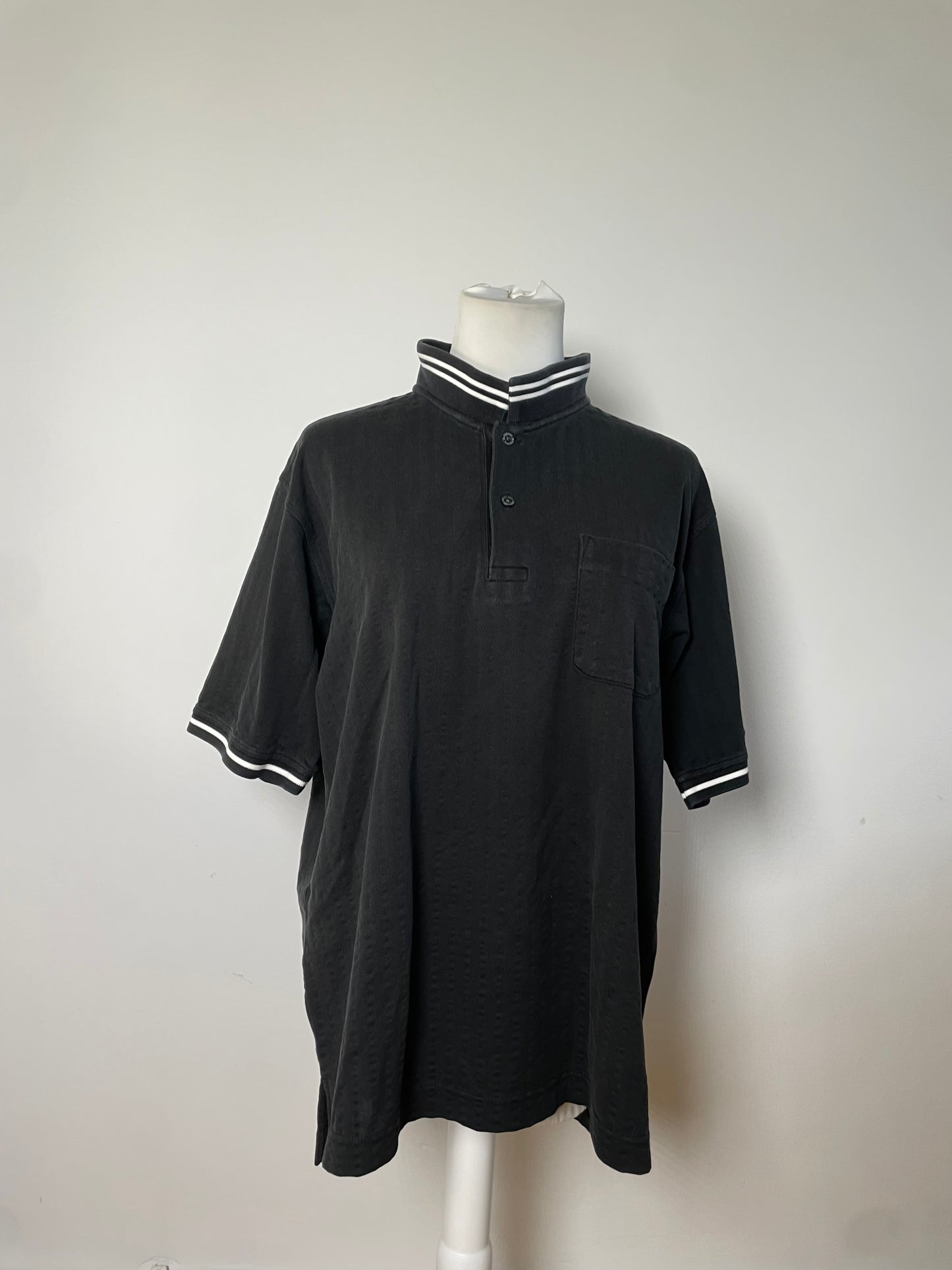 Vintage Burberry Men's Cotton Polo Shirt Black L
