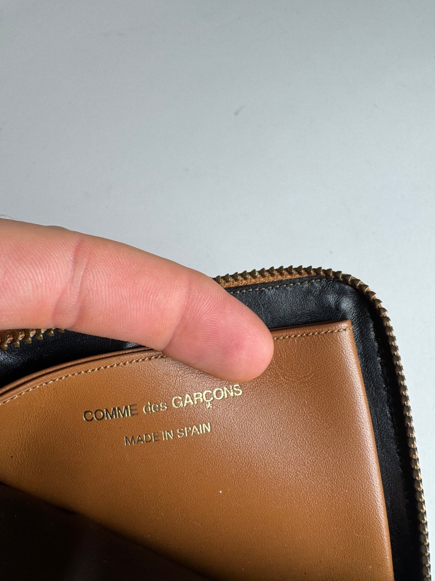 Vintage Commes Des Garçons Leather Card Holder Orange Brown