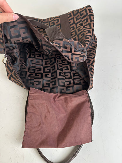 Vintage Givenchy 4G Logo Nylon Tote Brown Black