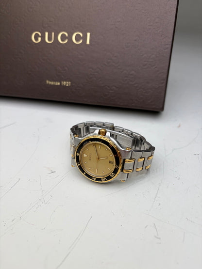 Vintage Gucci Stainless Steel Bracelet Watch Gold Silver