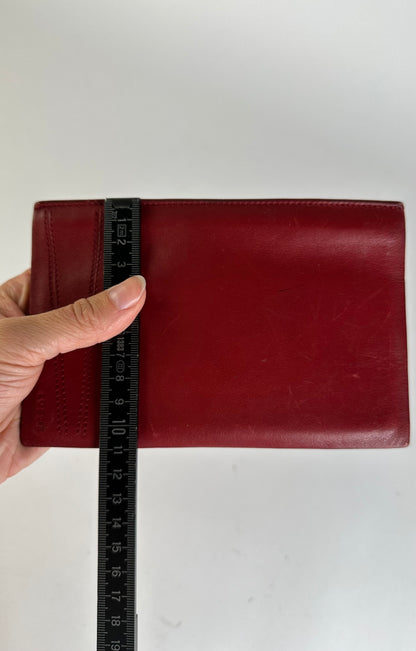 Vintage Loewe Bifold Wallet Red Leather Silver-Tone
