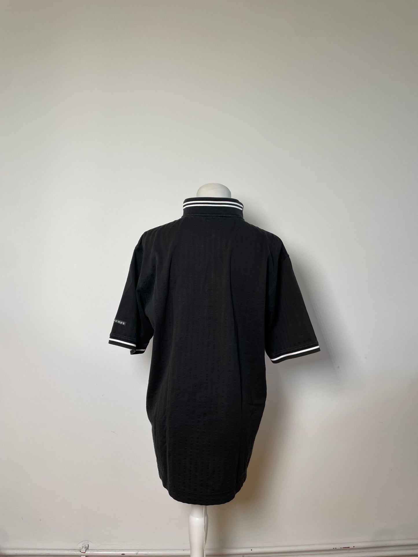 Vintage Burberry Men's Cotton Polo Shirt Black L