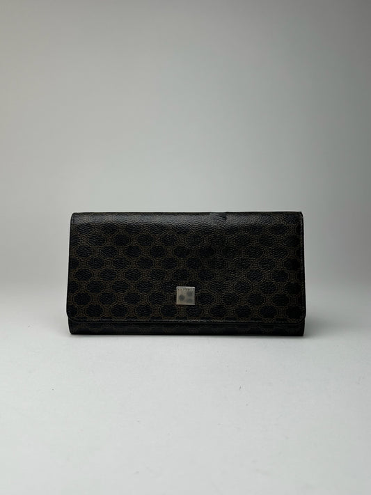 Portefeuille vintage en cuir monogramme Céline marron