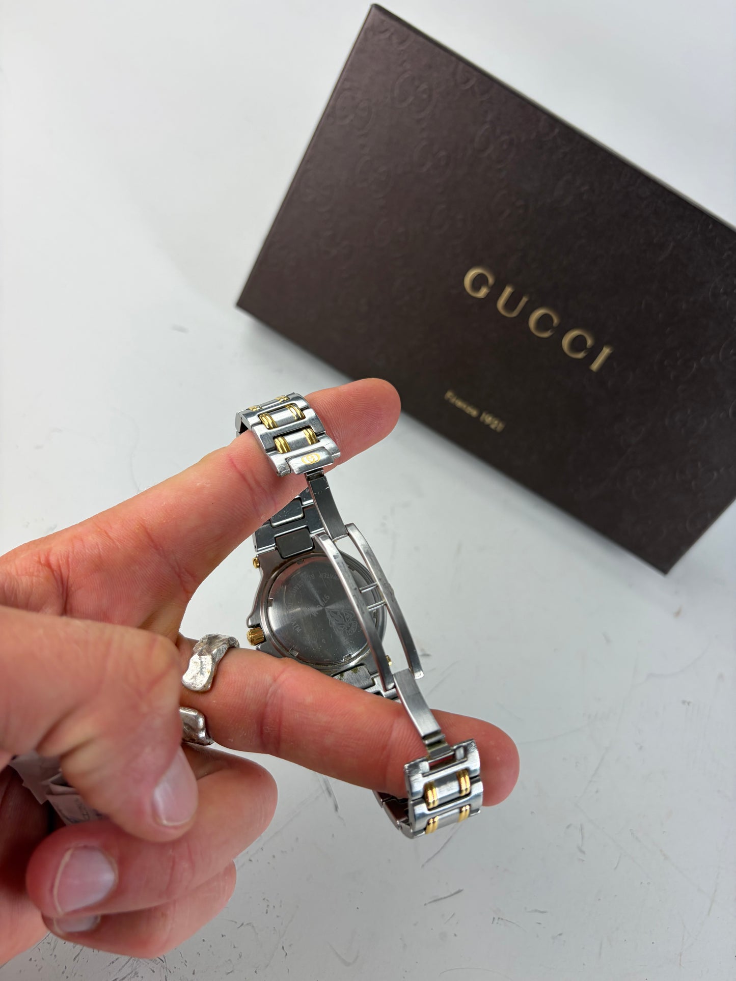 Vintage Gucci Stainless Steel Bracelet Watch Gold Silver