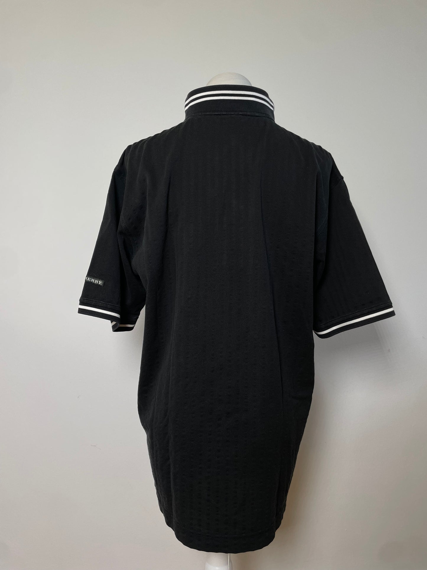 Vintage Burberry Men's Cotton Polo Shirt Black L