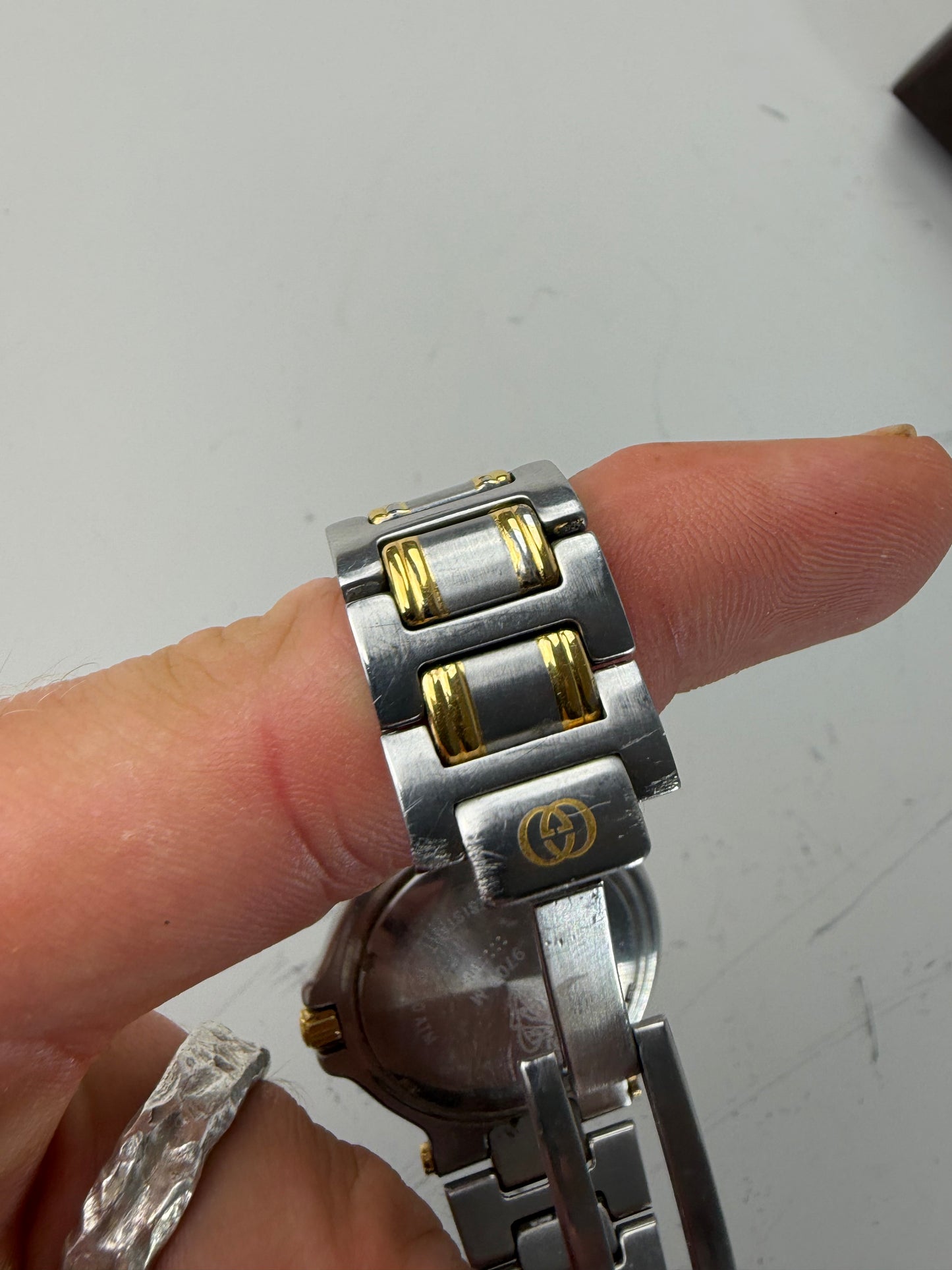 Vintage Gucci Stainless Steel Bracelet Watch Gold Silver