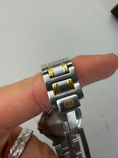 Vintage Gucci Stainless Steel Bracelet Watch Gold Silver