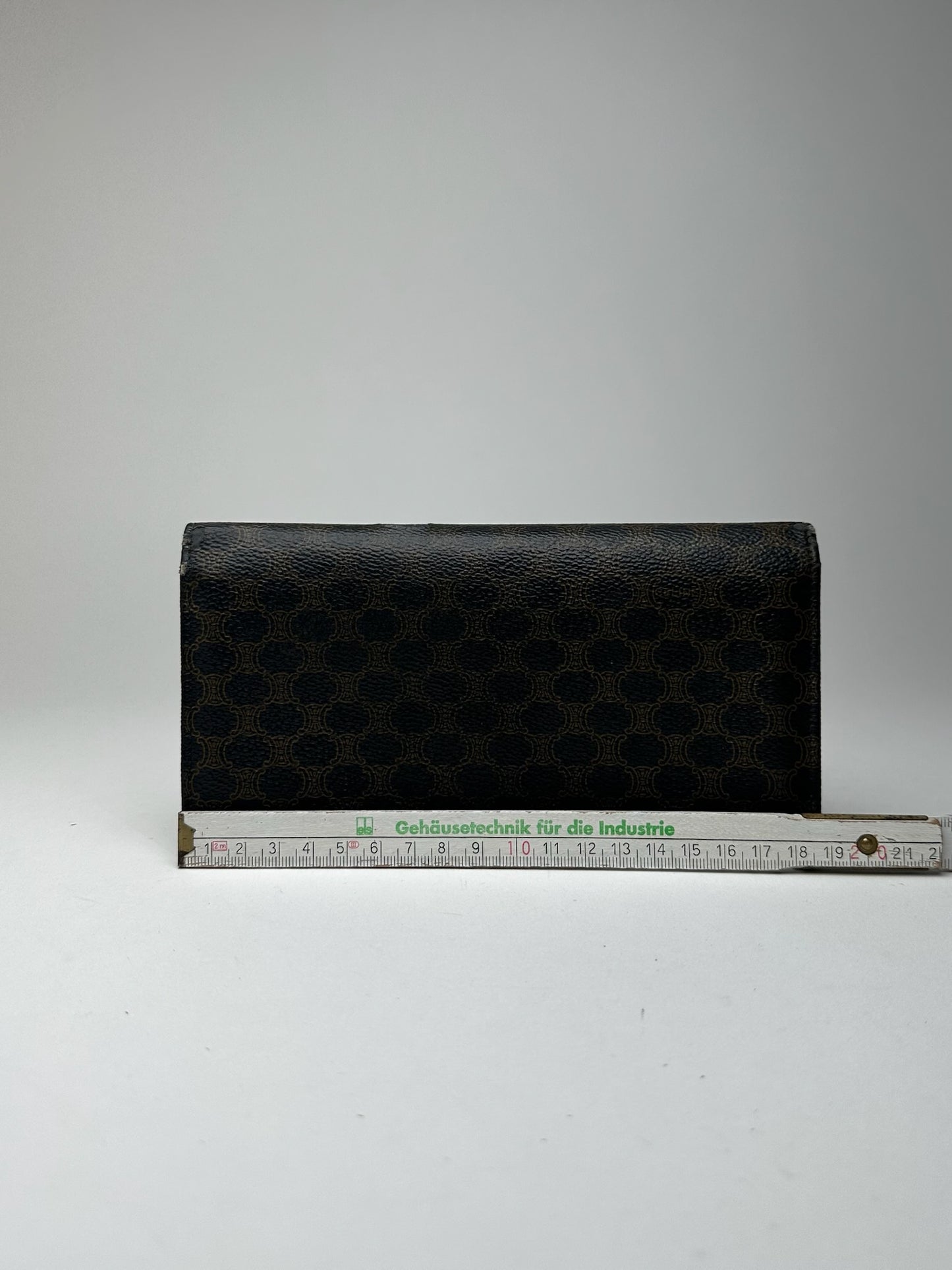 Portefeuille vintage en cuir monogramme Céline marron