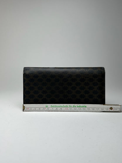 Portefeuille vintage en cuir monogramme Céline marron