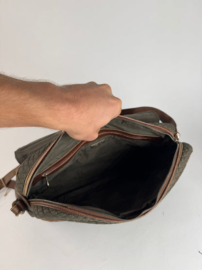 Vintage Bottega Veneta Canvas Leather Puffer 2Way Bag Khaki Brown