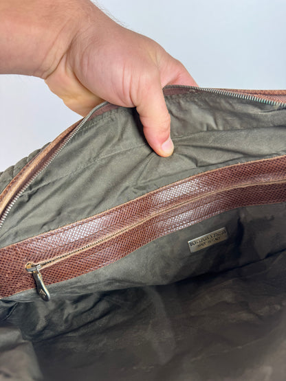 Vintage Bottega Veneta Canvas Leather Puffer 2Way Bag Khaki Brown