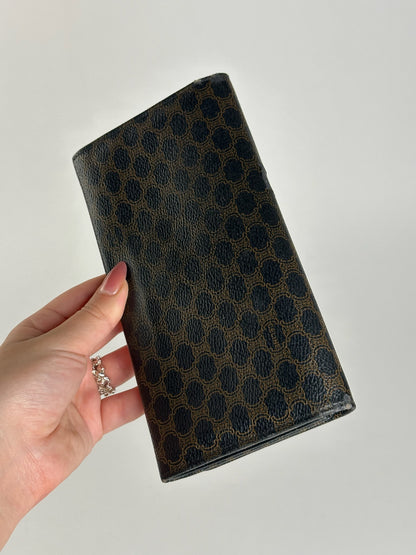 Portefeuille vintage en cuir monogramme Céline marron