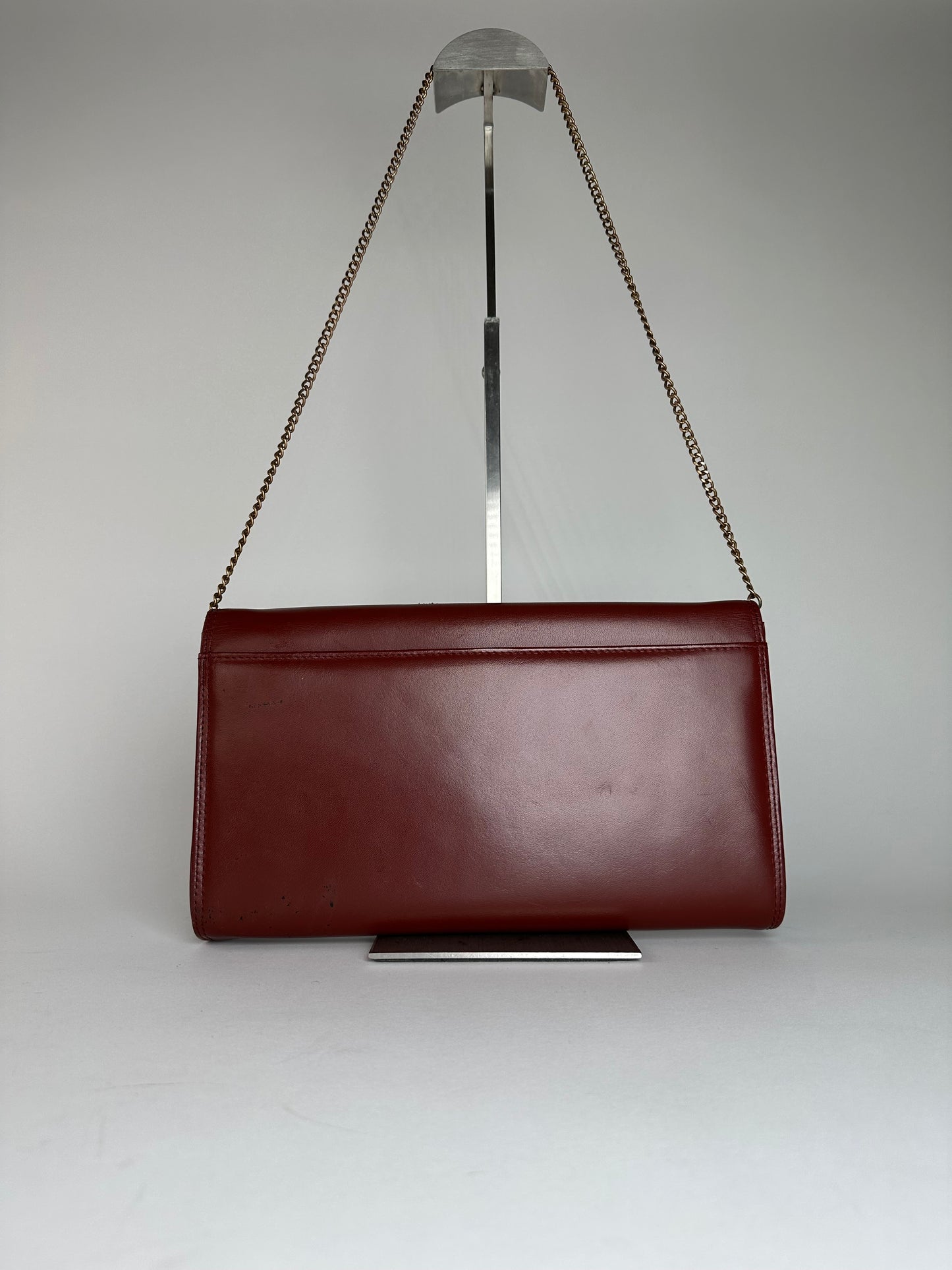 Vintage Cartier Leather Shoulder Bag Burgundy
