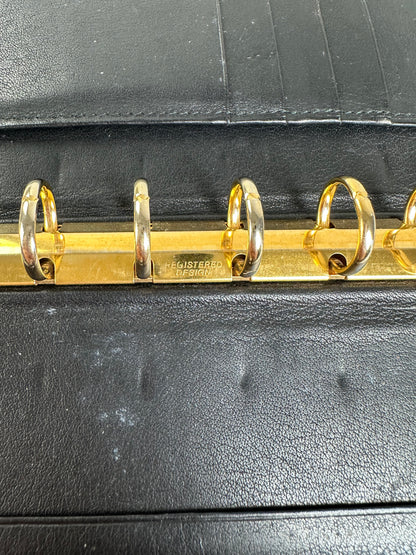 Vintage Loewe Leather Card Holder Black Gold-tone
