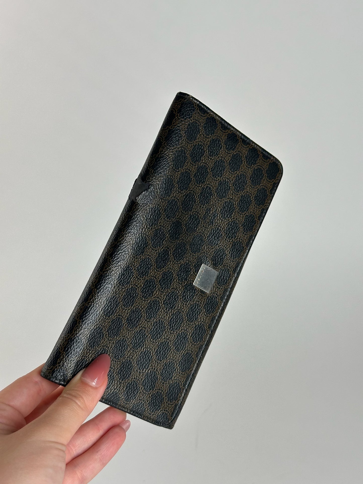 Portefeuille vintage en cuir monogramme Céline marron