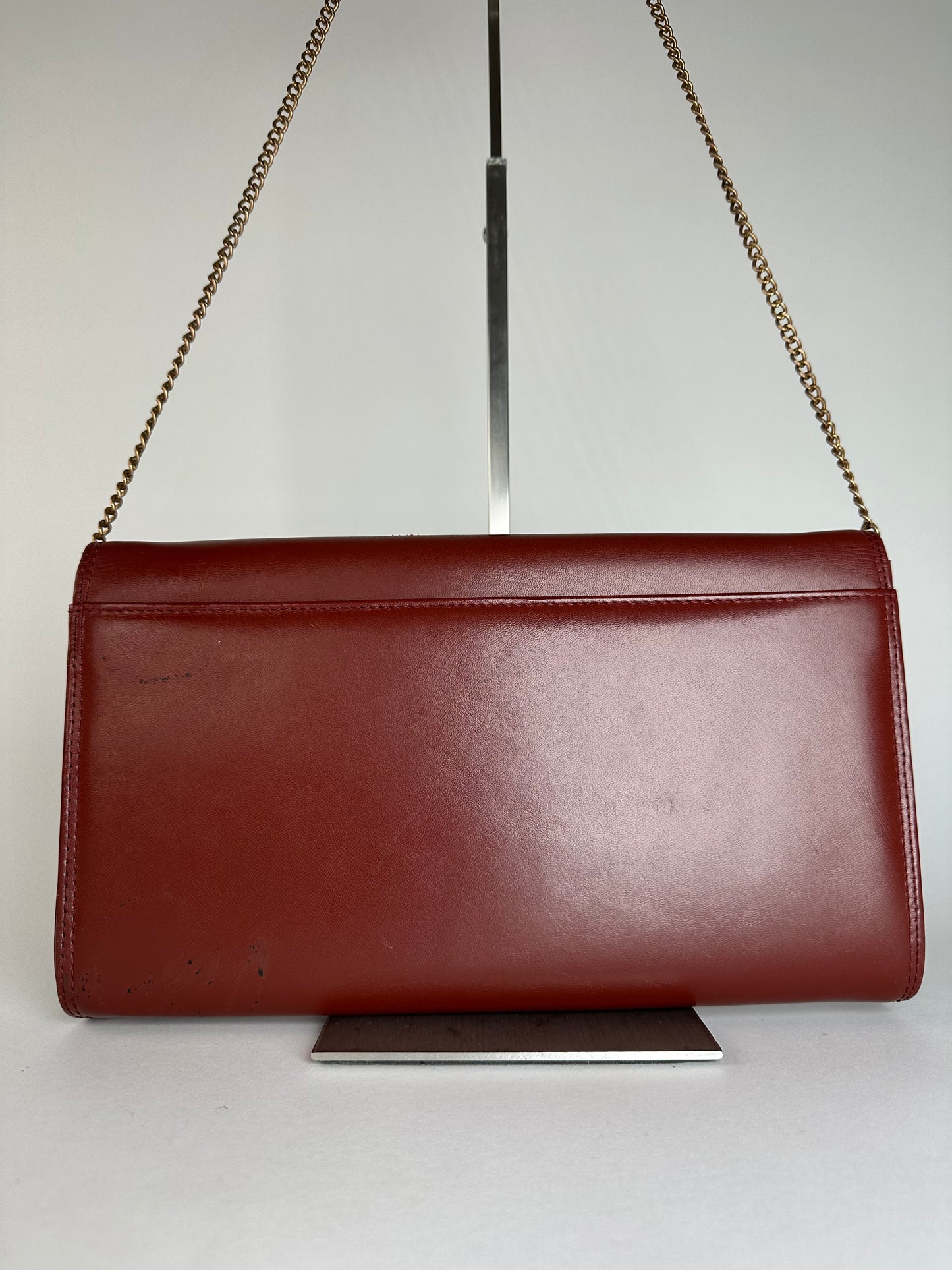 Vintage Cartier Leather Shoulder Bag Burgundy