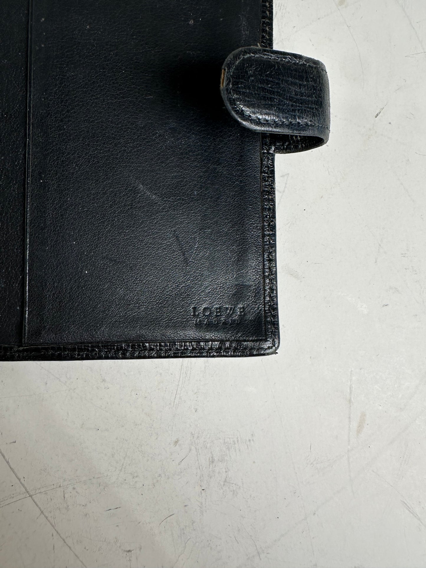 Vintage Loewe Leather Card Holder Black Gold-tone