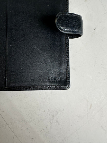 Vintage Loewe Leather Card Holder Black Gold-tone
