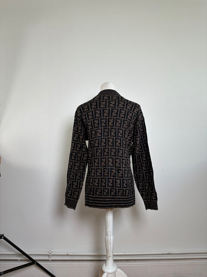 Fendi Iconic FF Monogram Knit Sweater Brown