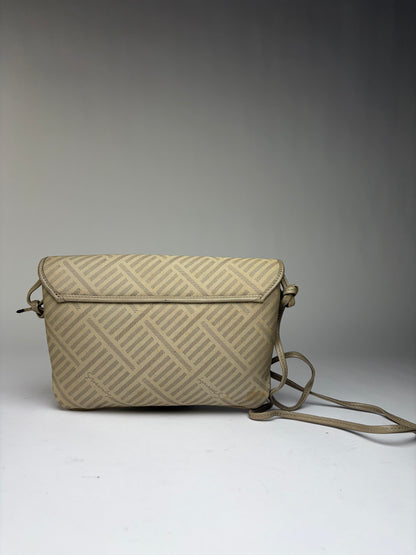 Vintage Givenchy 4G Monogram Flap Crossbody Bag Late 1980s Beige