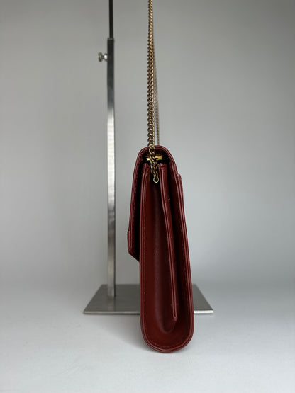 Vintage Cartier Leather Shoulder Bag Burgundy