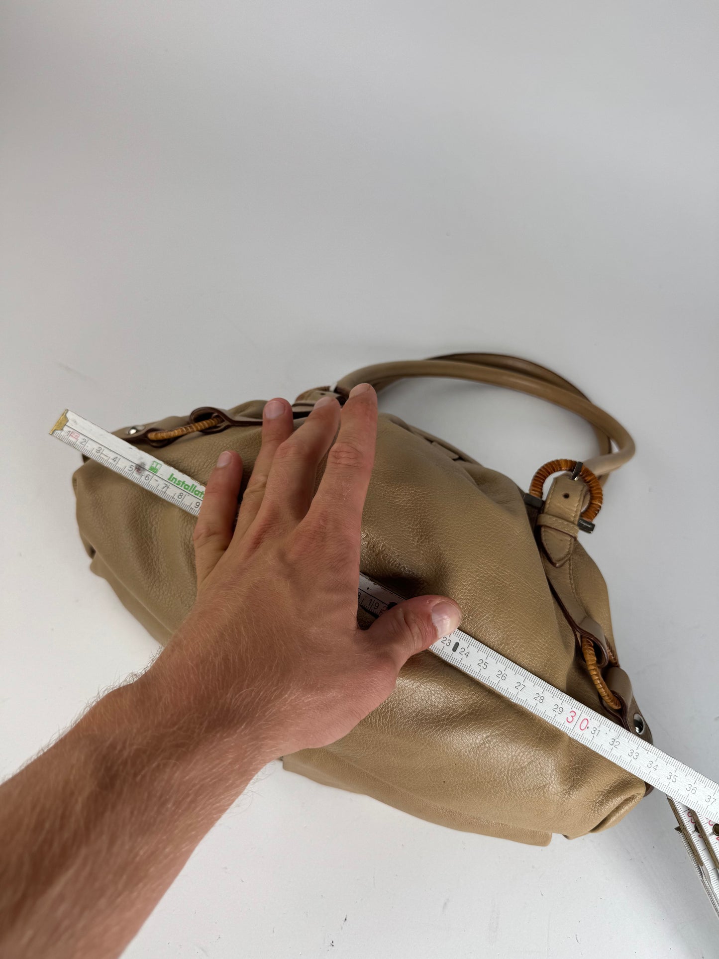 Sac vintage en cuir beige Salvatore Ferragamo