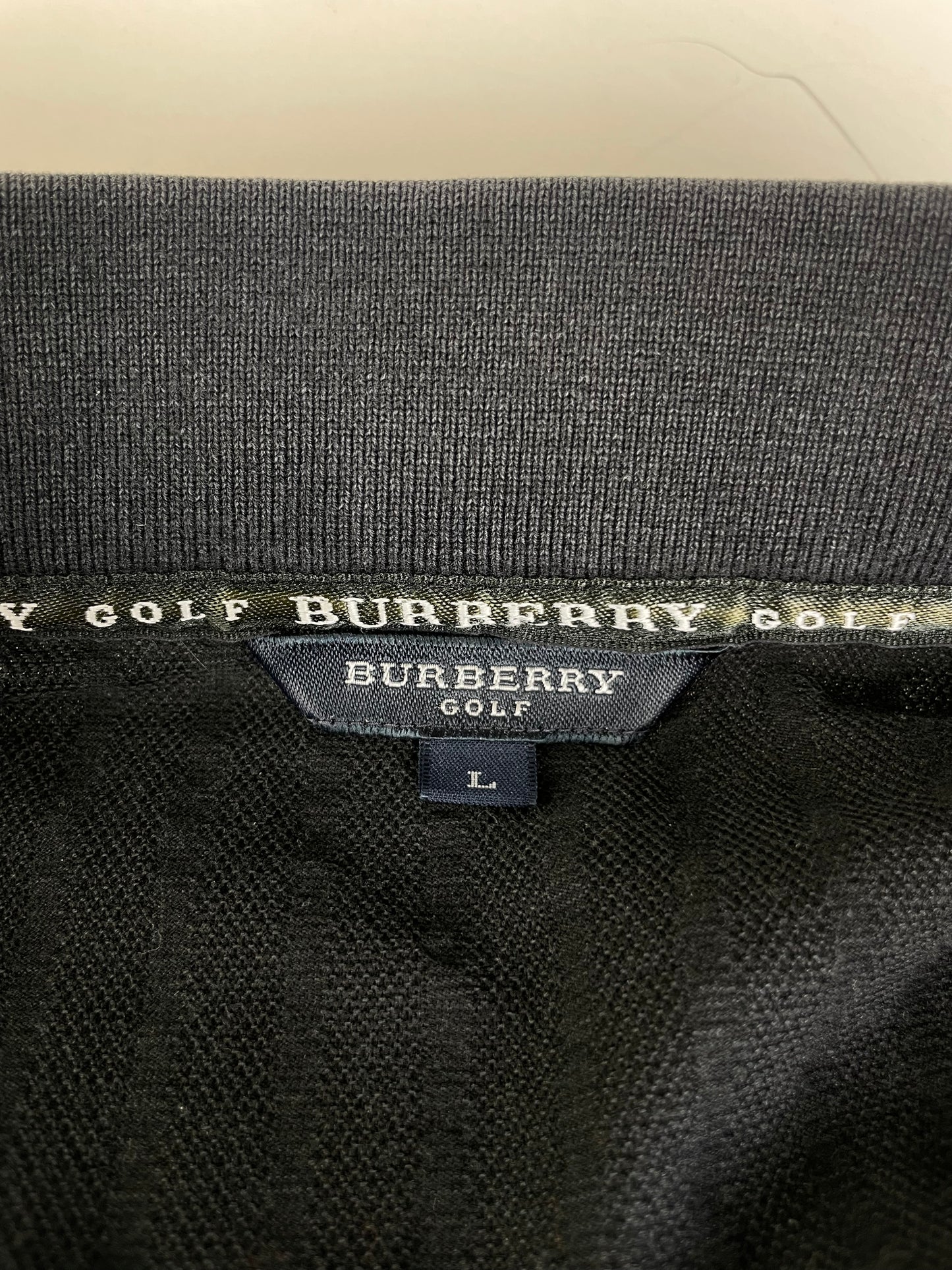 Vintage Burberry Men's Cotton Polo Shirt Black L