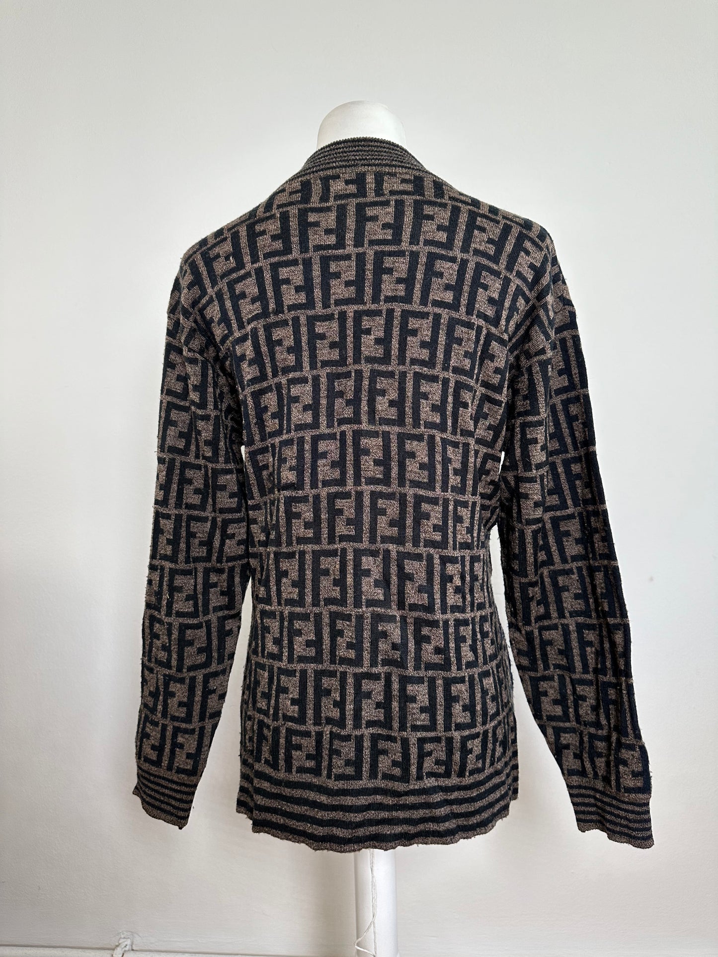 Fendi Iconic FF Monogram Knit Sweater Brown