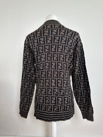 Fendi Iconic FF Monogram Knit Sweater Brown