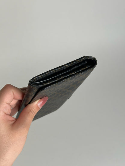 Portefeuille vintage en cuir monogramme Céline marron