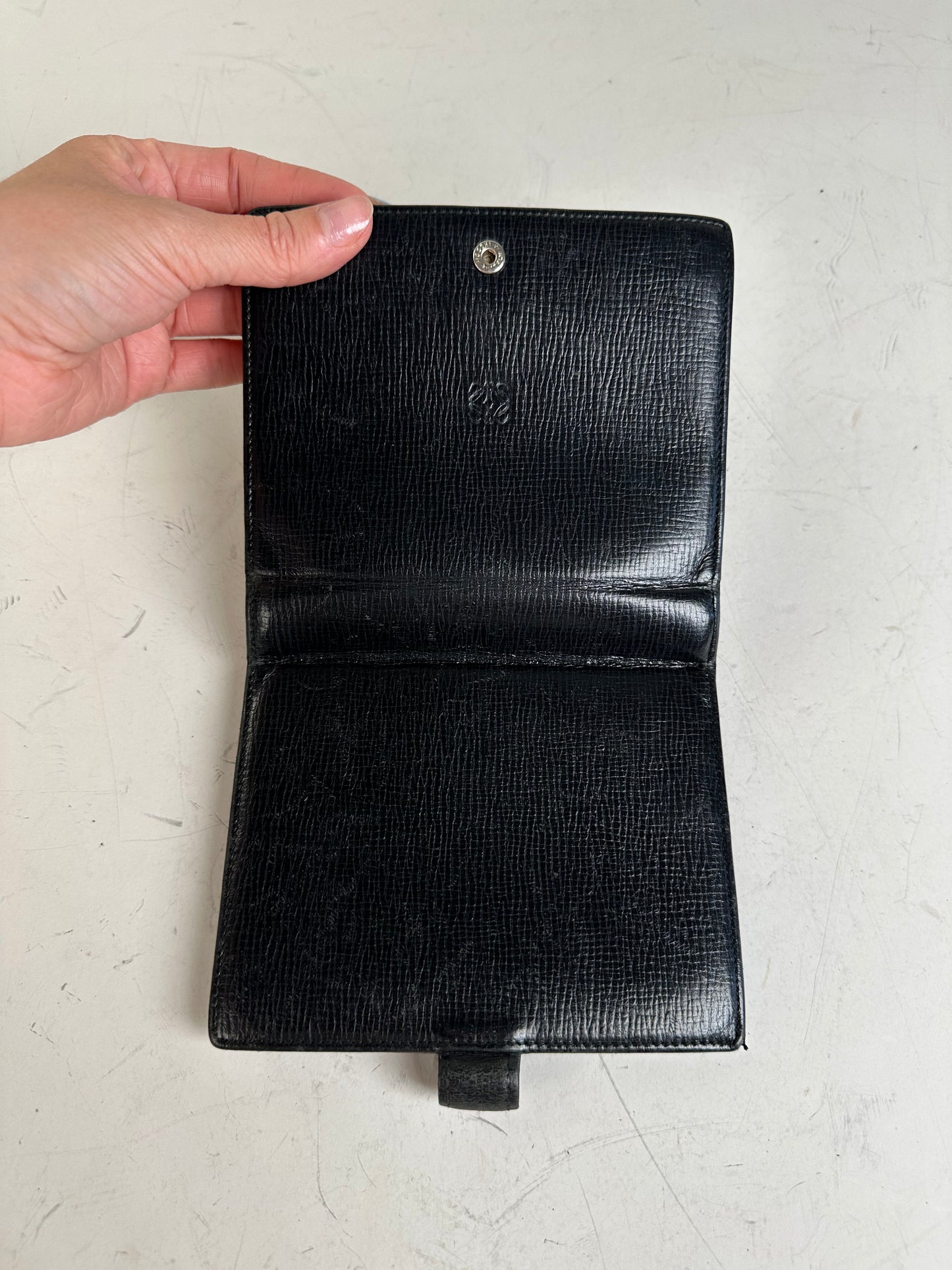 Vintage Loewe Leather Card Holder Black Gold-tone
