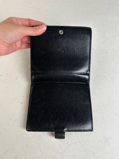 Vintage Loewe Leather Card Holder Black Gold-tone