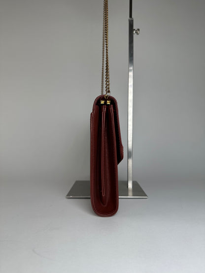 Vintage Cartier Leather Shoulder Bag Burgundy