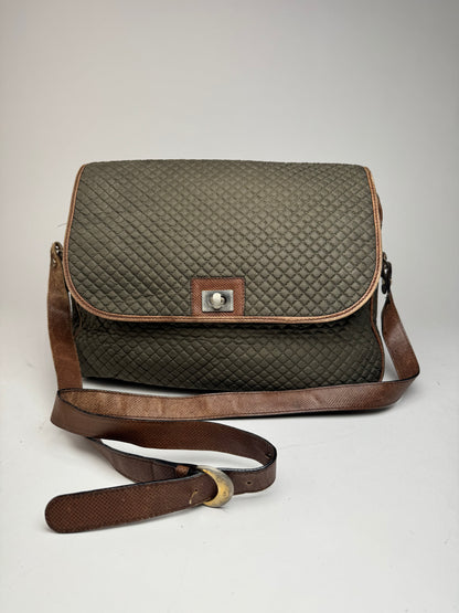 Vintage Bottega Veneta Canvas Leather Puffer 2Way Bag Khaki Brown