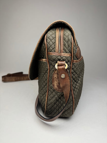 Vintage Bottega Veneta Canvas Leather Puffer 2Way Bag Khaki Brown