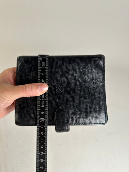 Vintage Loewe Leather Card Holder Black Gold-tone