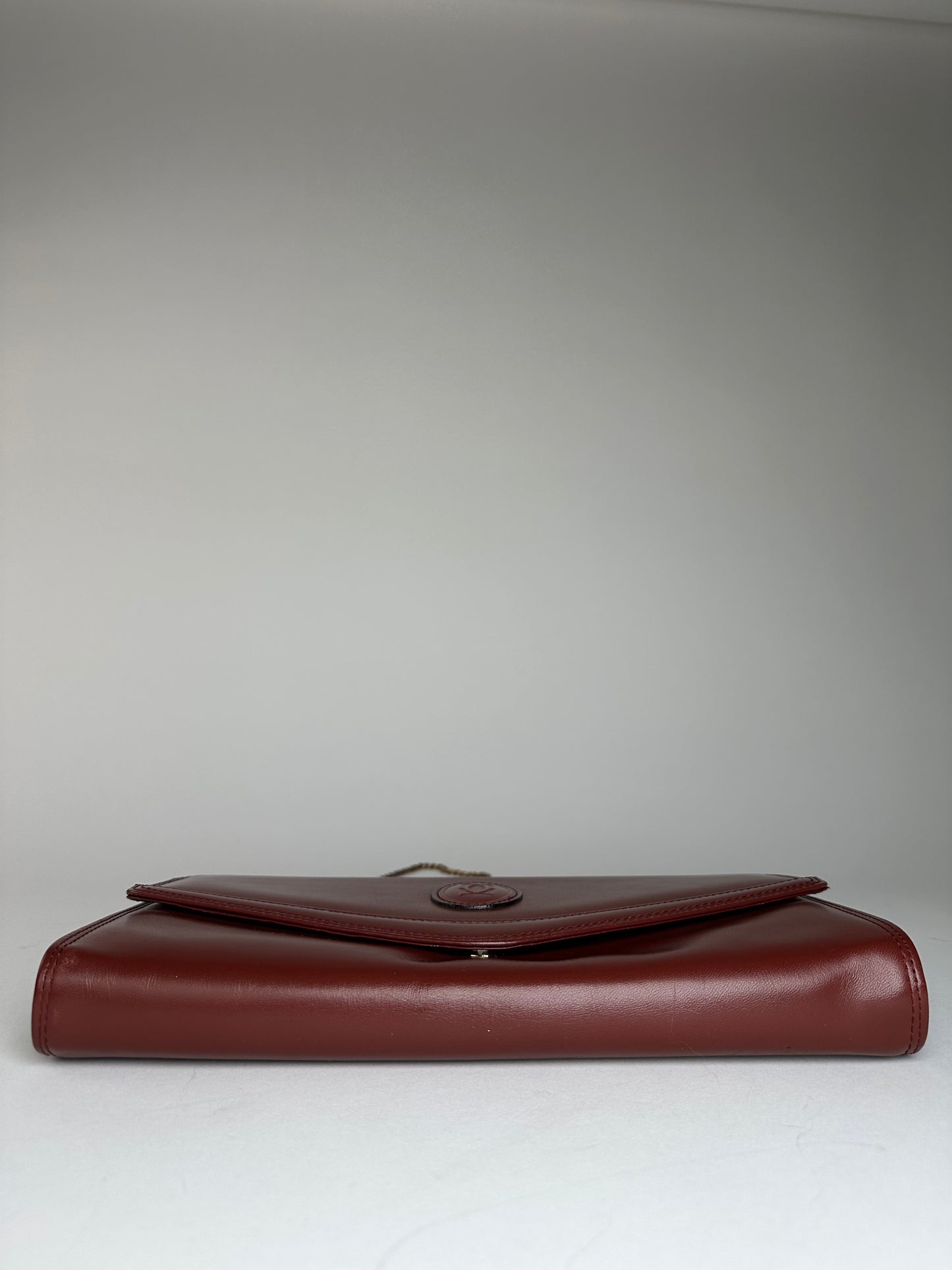 Vintage Cartier Leather Shoulder Bag Burgundy