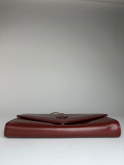 Vintage Cartier Leather Shoulder Bag Burgundy