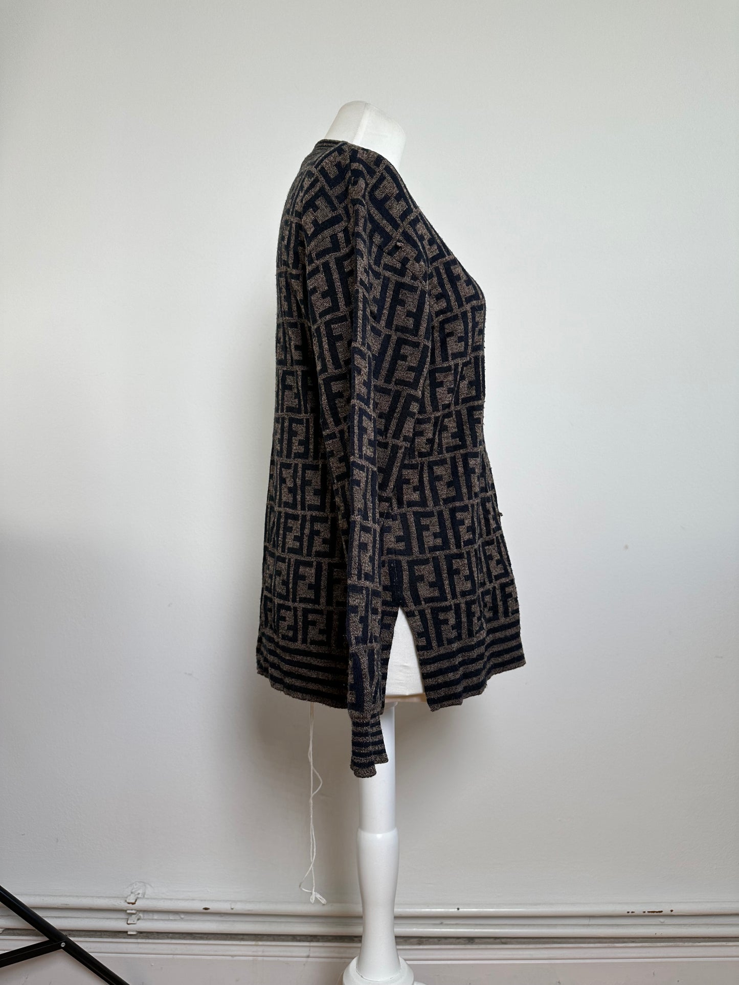 Fendi Iconic FF Monogram Knit Sweater Brown