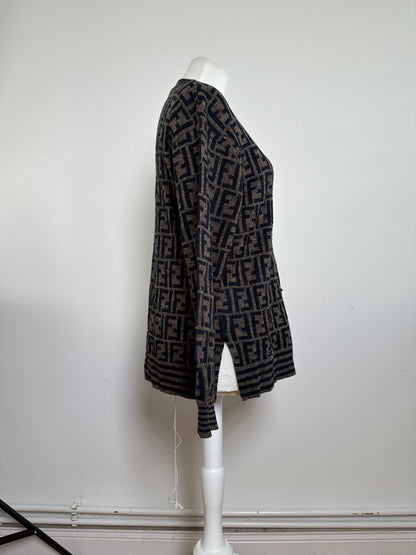 Fendi Iconic FF Monogram Knit Sweater Brown